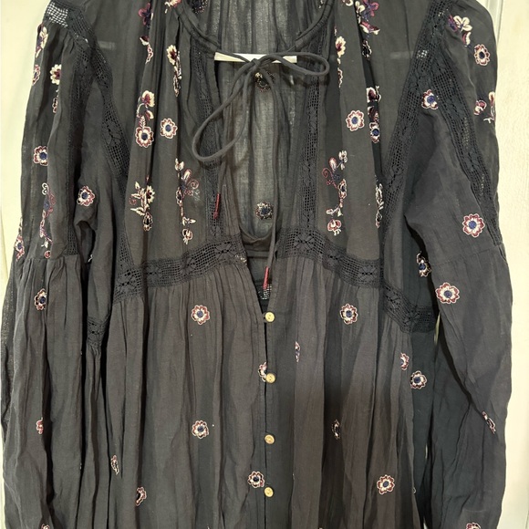 FREE PEOPLE BLUE Floral Embroidered Maxi Dress WITH BODY SUIT UNDERNEATH. - Picture 2 of 16